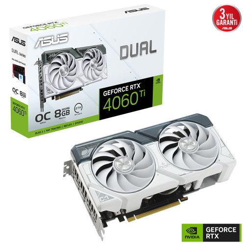 ASUS DUAL-RTX4060TI-O8G-WHITE 8GB GDDR6 HDMI DP 128Bit