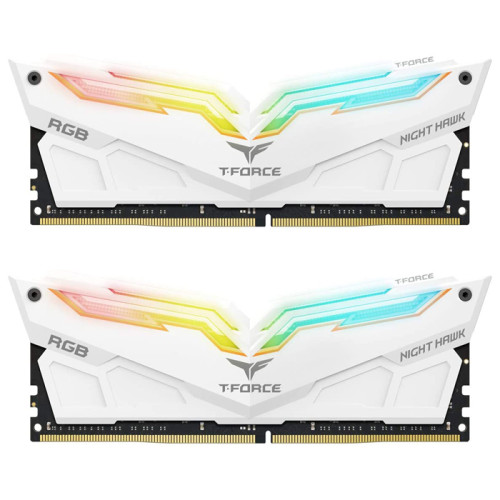 Team T-Force Night Hawk RGB White 16GB (2x8GB) 3200MHz CL16 DDR4 Gaming Ram (TF15D416G3200HC16CDC01)